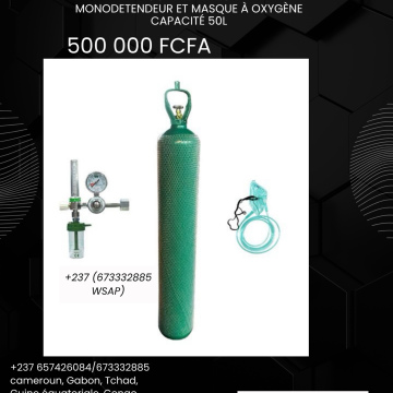 BOMBONNE OXYGÈNE KIT COMPLET AVEC MONODETENDEUR ET MASQUE À OXYGÈNE CAPACITÉ 50L
